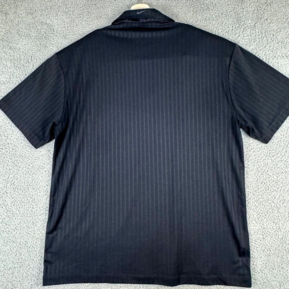 Nike Golf Polo Shirt Mens 2XL Black Dri-FIT Raymond 2011 Vertical‎ Stripe Golfer